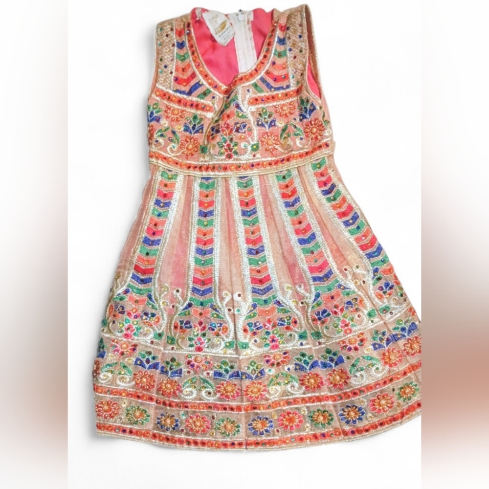 Vibrant Multicolor Embroidered Kids Formal Dress